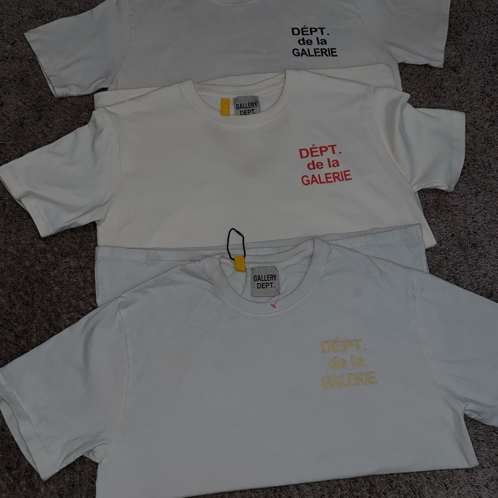Gallery Dept White and Gold T-Shirt